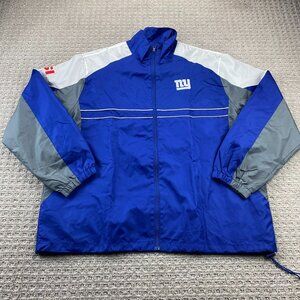 NY Giants Windbreaker Jacket Men Extra Large XL Blue Full Zip Sports Illustrated